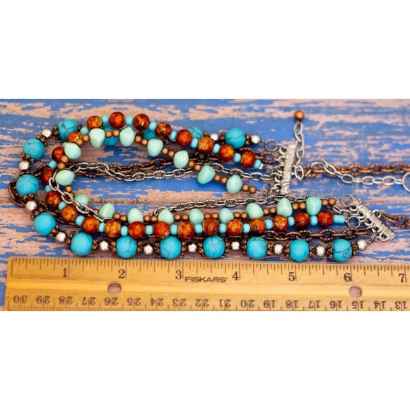 20 inch, Vintage Abstract Stones Stylish Complex Multi Strand Necklace - L28 - Picture 3 of 3